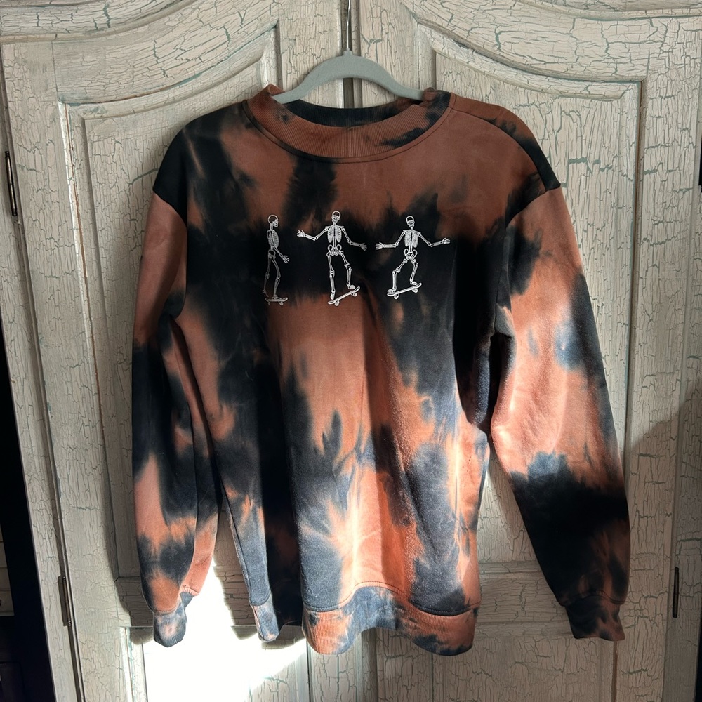 Skating Skeleton Tie-Dye Crewneck